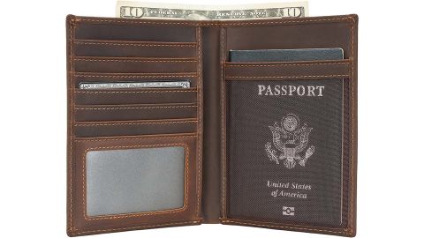 Polare Luxury RFID-Blocking Leather Passport Holder Travel Wallet