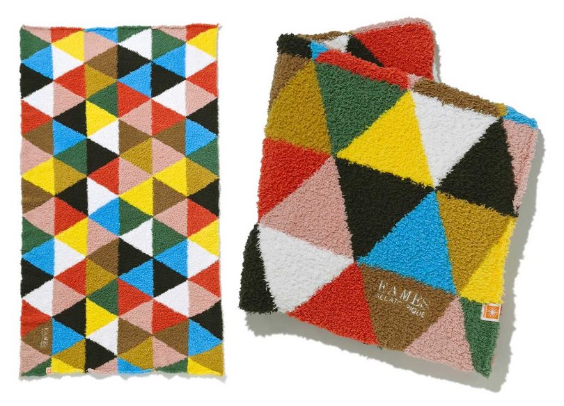 an Eames triangular patterned blanket in lots of colors
