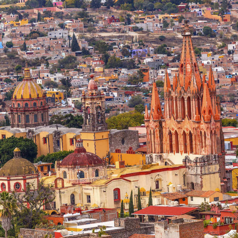 Aerial View Of San Miguel de Allende, A Colonial City In The State Of Guanajuato, In Central Mexico, Latin America