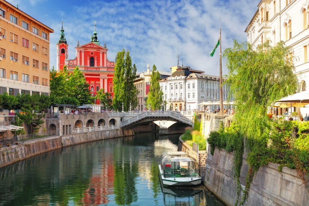 A canal in Ljubljana, Slovenia