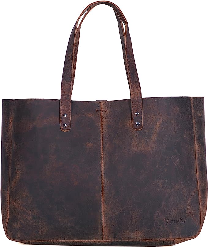 KomalC Leather Shoulder Bag Tote. Image via Amazon.