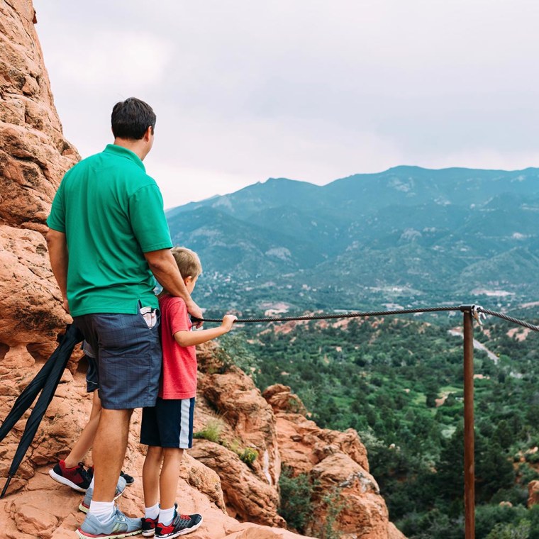 Father and Son Looking out in Colorado Springs