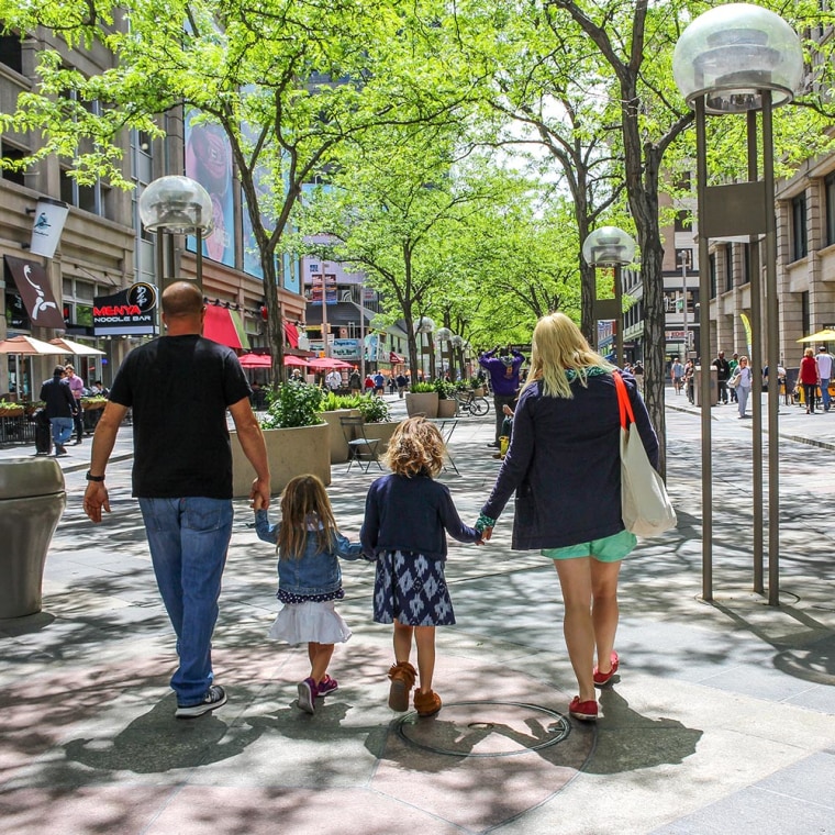 Family Walking in Downtown Denver